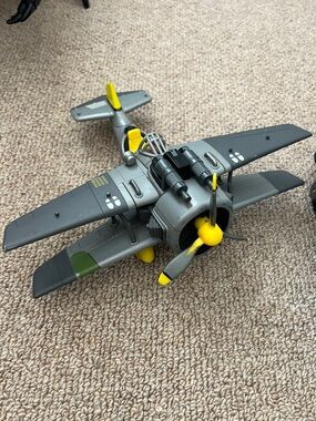 Fortnite Gray and Yellow Toy Biplane - Kids Play Aircraft